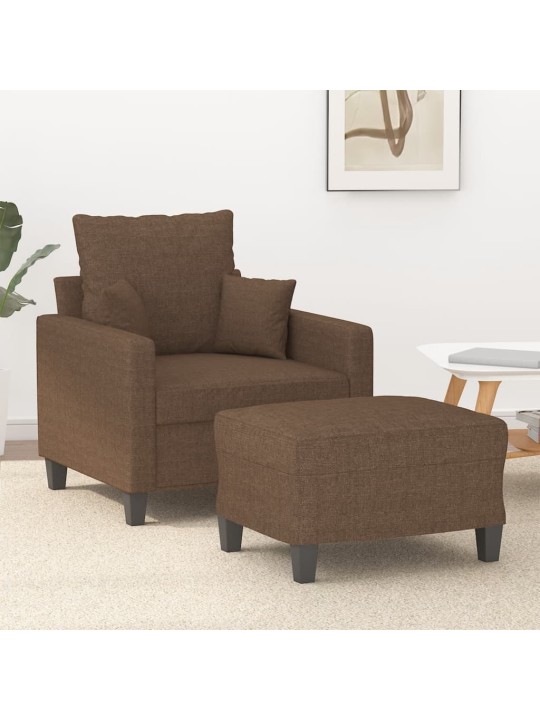 Křeslo s podnožkou hnědé 60 cm textil