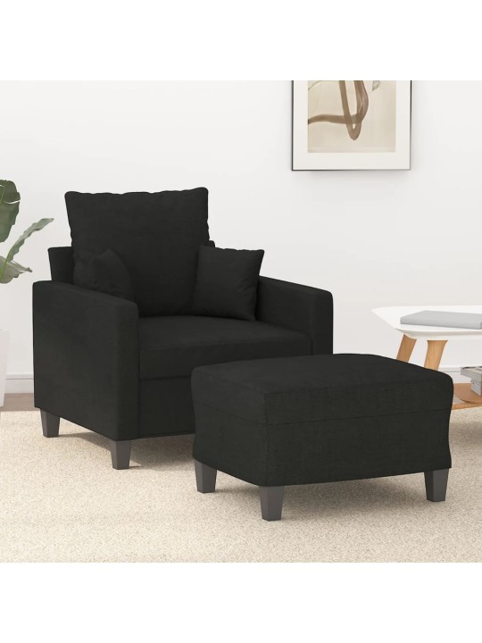 Křeslo s podnožkou černé 60 cm textil