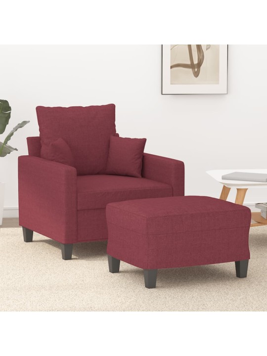 Křeslo s podnožkou vínové 60 cm textil