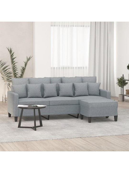 3místná pohovka s podnožkou světle šedá 180 cm textil