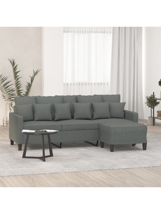 3místná pohovka s podnožkou tmavě šedá 180 cm textil