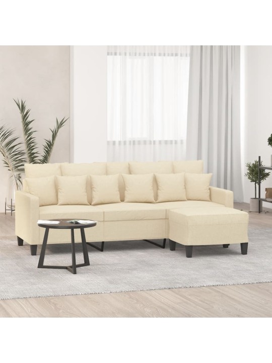 3místná pohovka s podnožkou krémová 180 cm textil