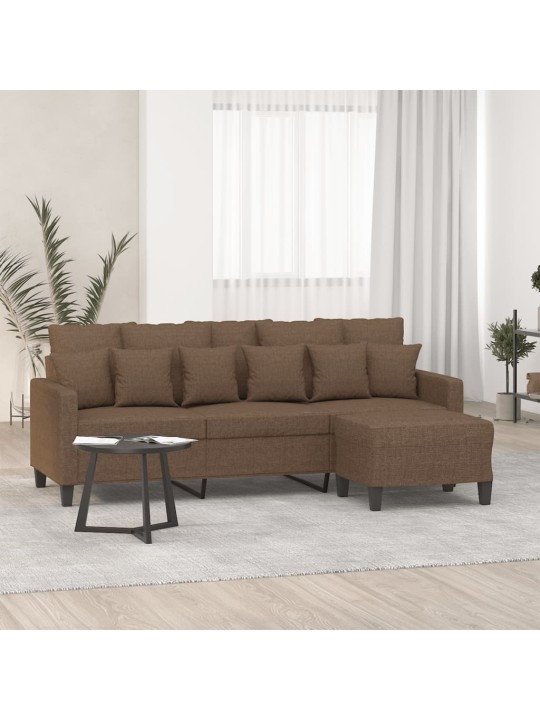 3místná pohovka s podnožkou hnědá 180 cm textil