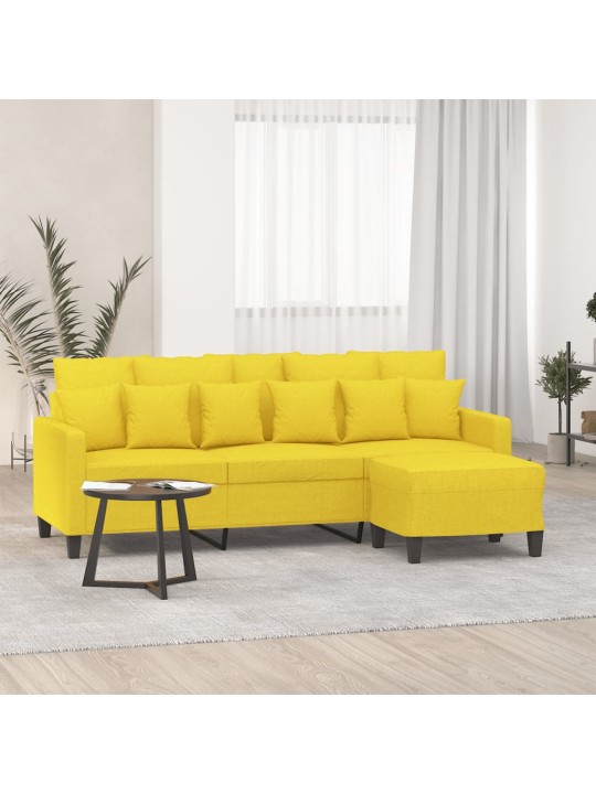 3místná pohovka s podnožkou světle žlutá 180 cm textil