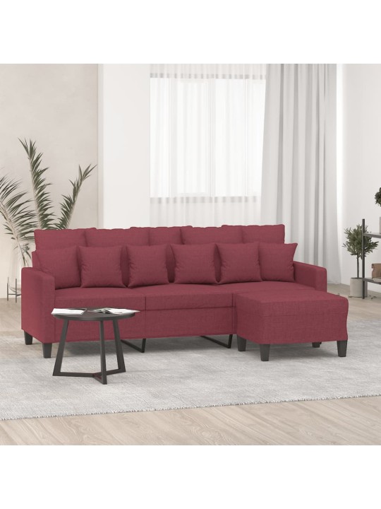 3místná pohovka s podnožkou vínová 180 cm textil