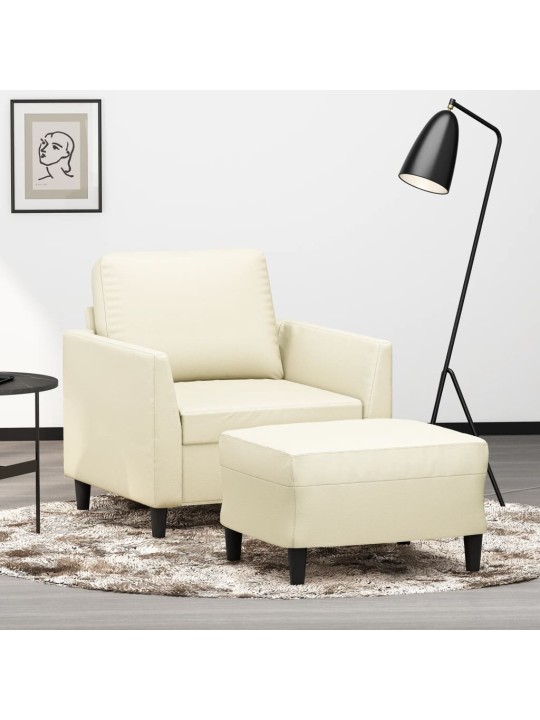 Křeslo s podnožkou krémové 60 cm umělá kůže
