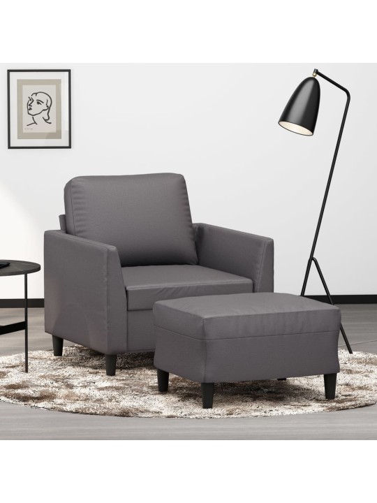 Křeslo s podnožkou šedé 60 cm umělá kůže