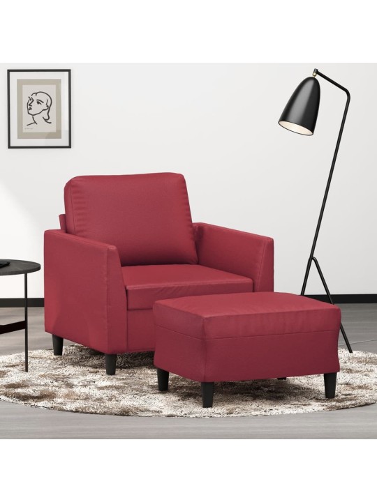 Křeslo s podnožkou vínové 60 cm umělá kůže
