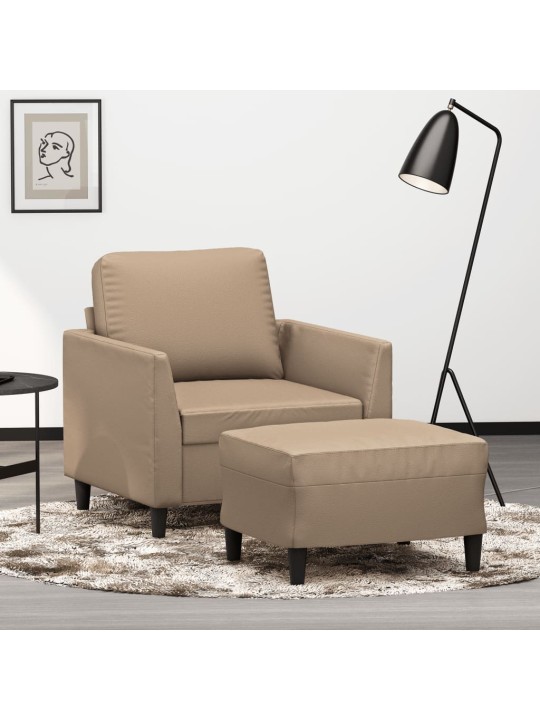 Křeslo s podnožkou cappuccino 60 cm umělá kůže