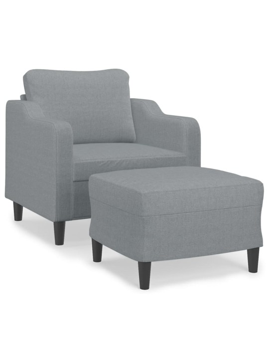 Křeslo s podnožkou světle šedé 60 cm textil