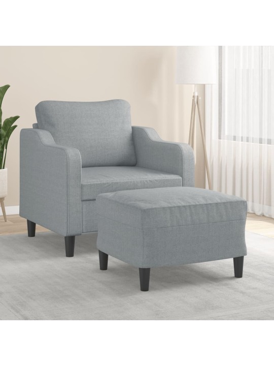 Křeslo s podnožkou světle šedé 60 cm textil