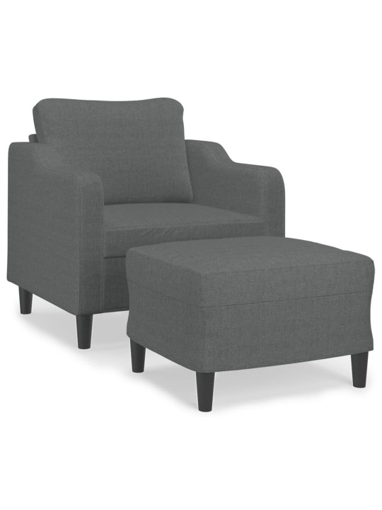 Křeslo s podnožkou tmavě šedé 60 cm textil