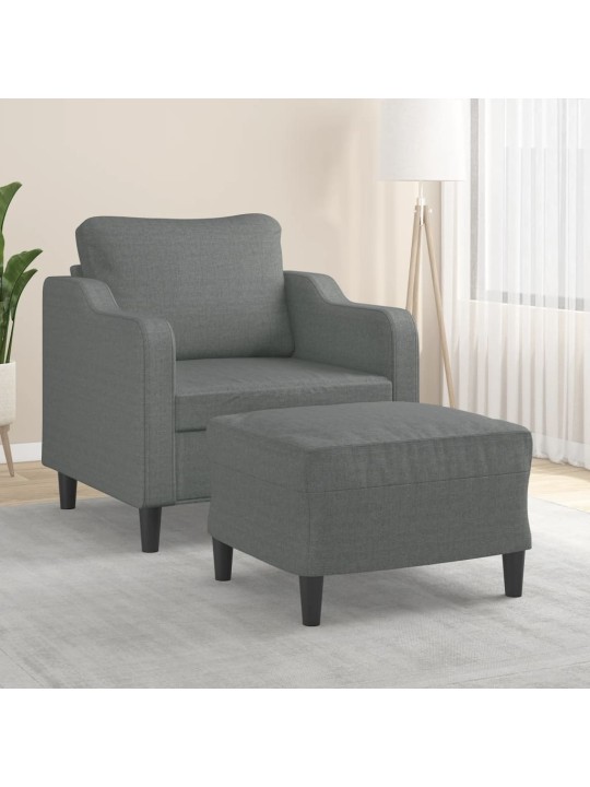 Křeslo s podnožkou tmavě šedé 60 cm textil