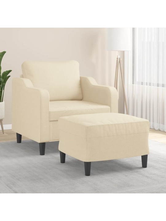 Křeslo s podnožkou krémové 60 cm textil