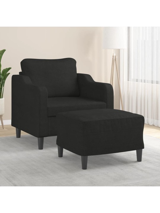 Křeslo s podnožkou černé 60 cm textil