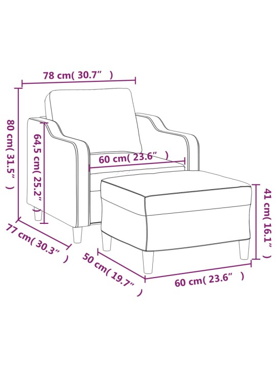 Křeslo s podnožkou světle žluté 60 cm textil