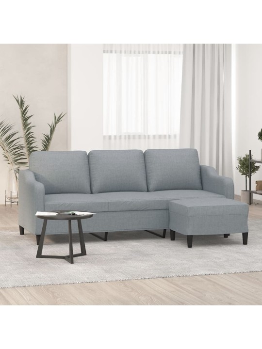 3místná pohovka s podnožkou světle šedá 180 cm textil