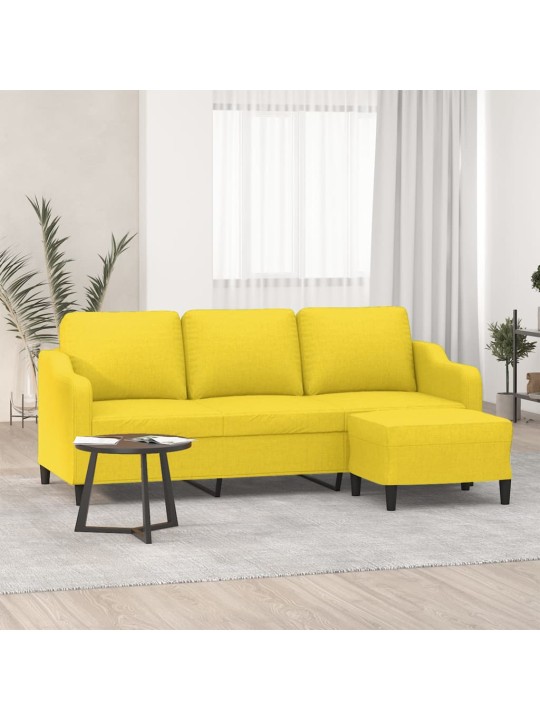 3místná pohovka s podnožkou světle žlutá 180 cm textil
