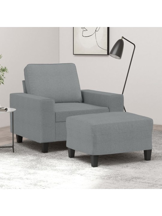 Křeslo s podnožkou světle šedé 60 cm textil