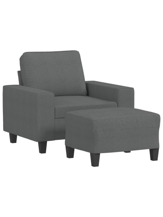 Křeslo s podnožkou tmavě šedé 60 cm textil