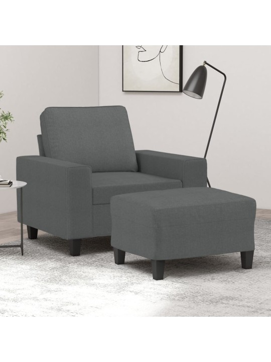 Křeslo s podnožkou tmavě šedé 60 cm textil
