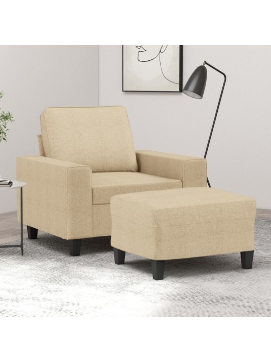 Křeslo s podnožkou krémové 60 cm textil