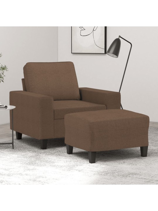 Křeslo s podnožkou hnědé 60 cm textil