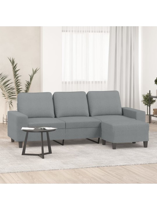 3místná pohovka s podnožkou světle šedá 180 cm textil