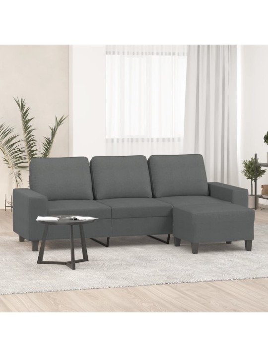 3místná pohovka s podnožkou tmavě šedá 180 cm textil