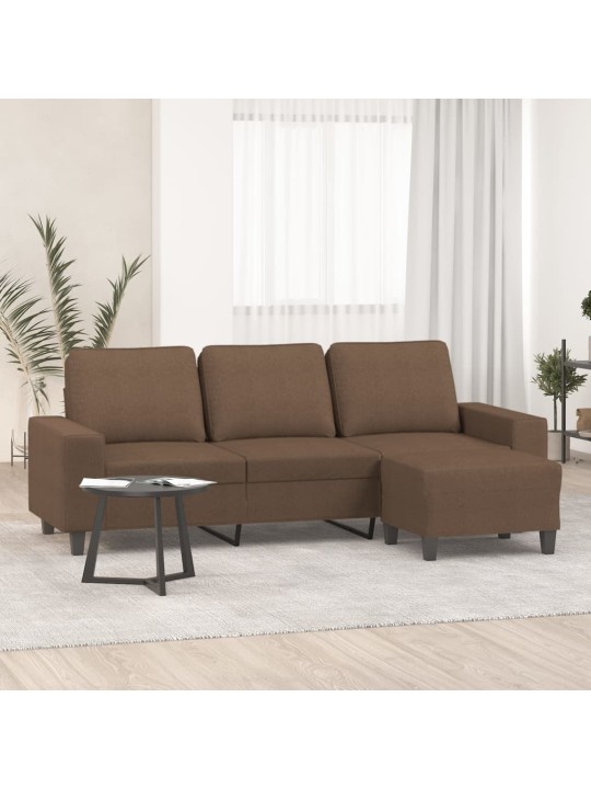 3místná pohovka s podnožkou hnědá 180 cm textil
