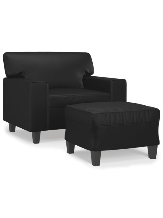 Křeslo s podnožkou černé 60 cm umělá kůže