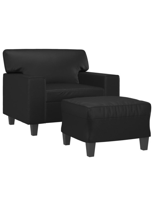 Křeslo s podnožkou černé 60 cm umělá kůže
