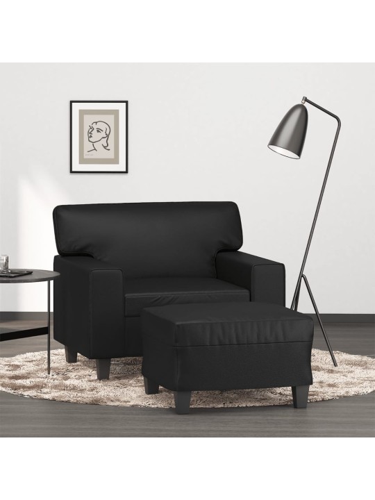 Křeslo s podnožkou černé 60 cm umělá kůže