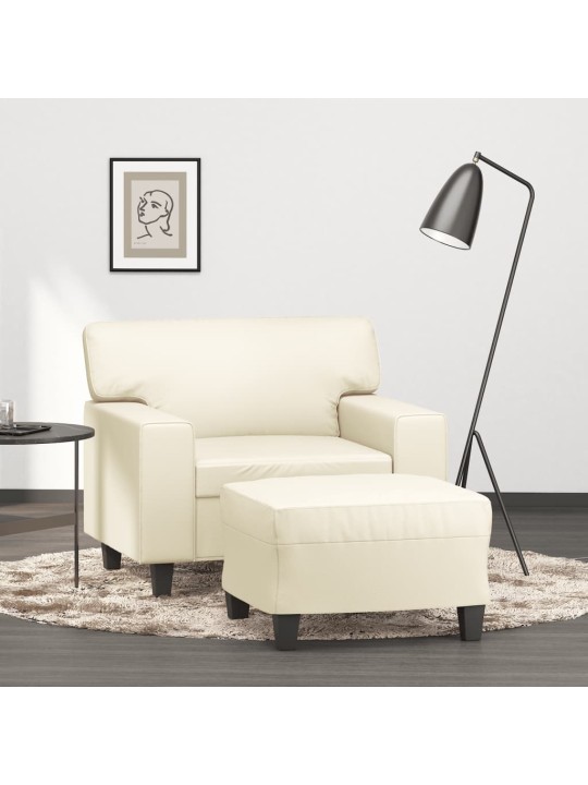 Křeslo s podnožkou krémové 60 cm umělá kůže