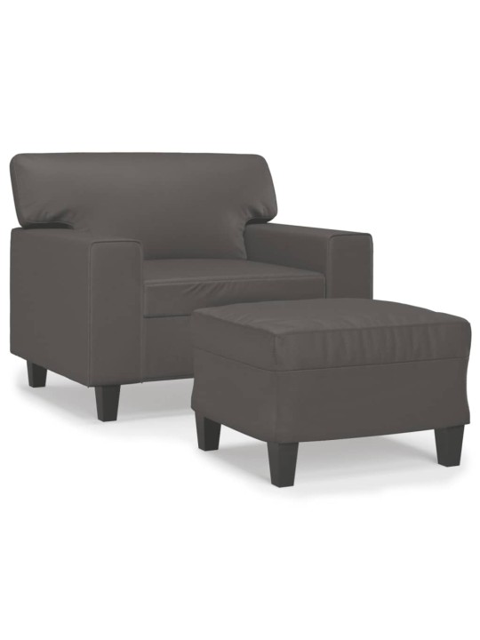 Křeslo s podnožkou šedé 60 cm umělá kůže