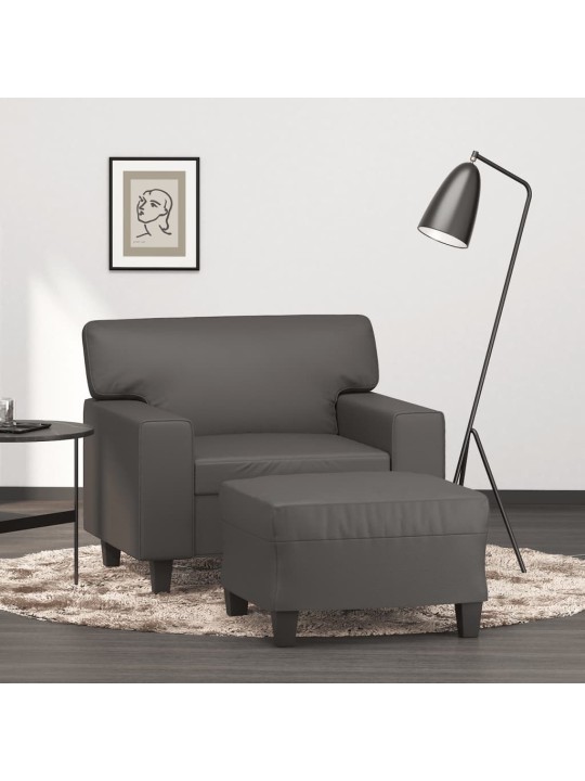 Křeslo s podnožkou šedé 60 cm umělá kůže