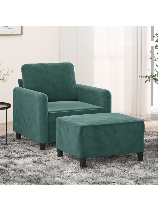 Křeslo s podnožkou tmavě zelené 60 cm samet