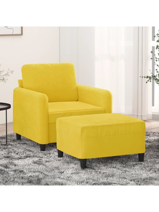 Křeslo s podnožkou žluté 60 cm samet