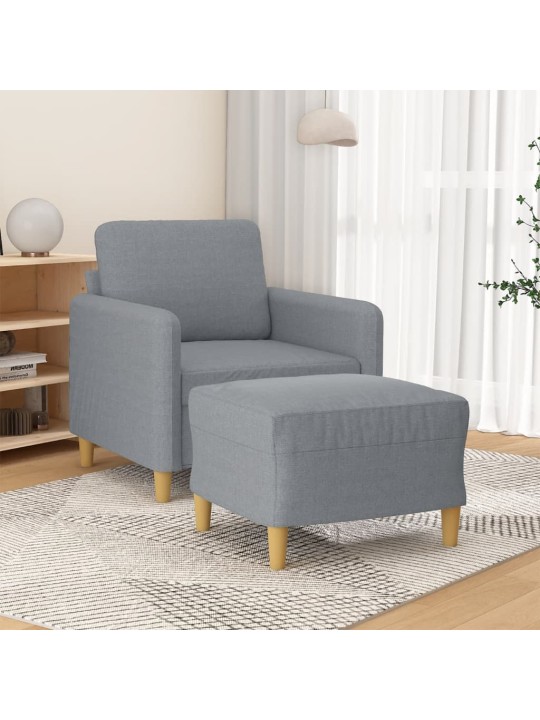 Křeslo s podnožkou světle šedé 60 cm textil