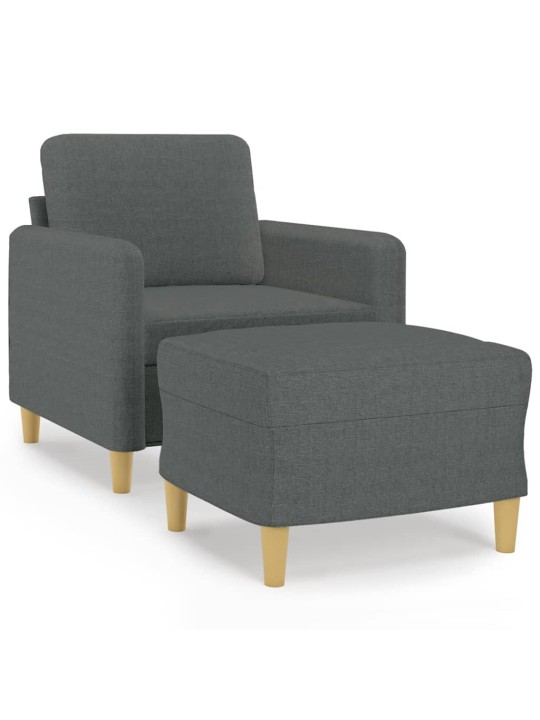 Křeslo s podnožkou tmavě šedé 60 cm textil