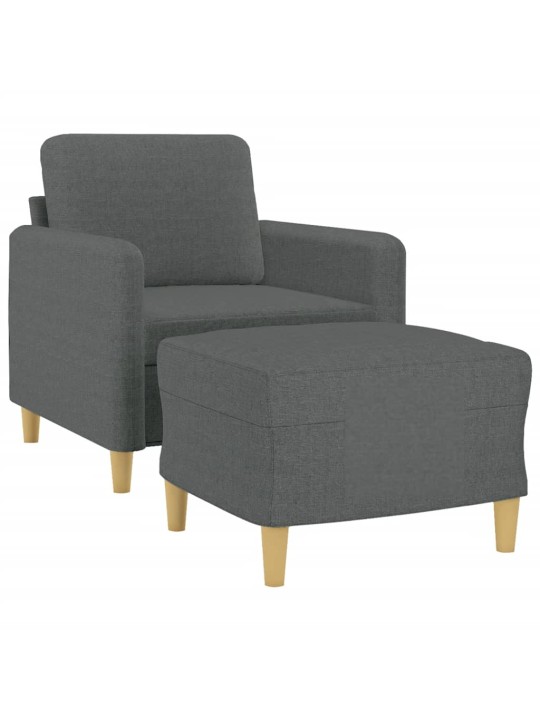 Křeslo s podnožkou tmavě šedé 60 cm textil