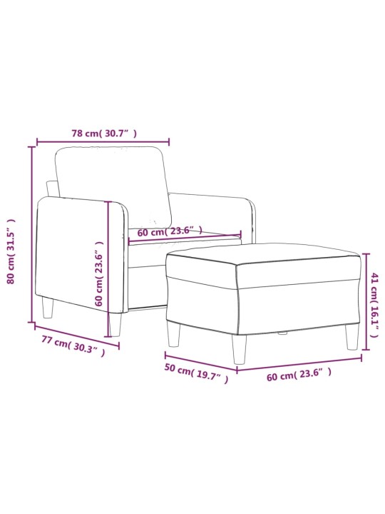 Křeslo s podnožkou tmavě šedé 60 cm textil