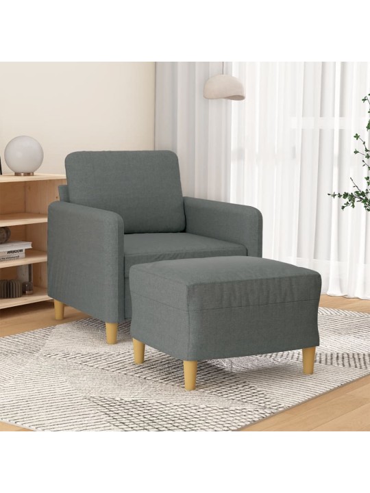 Křeslo s podnožkou tmavě šedé 60 cm textil