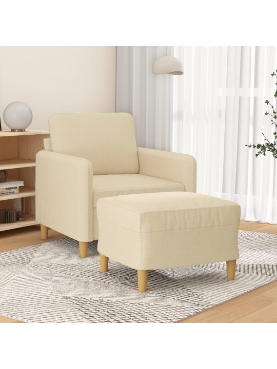 Křeslo s podnožkou krémové 60 cm textil