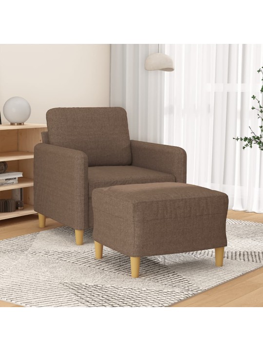 Křeslo s podnožkou hnědé 60 cm textil