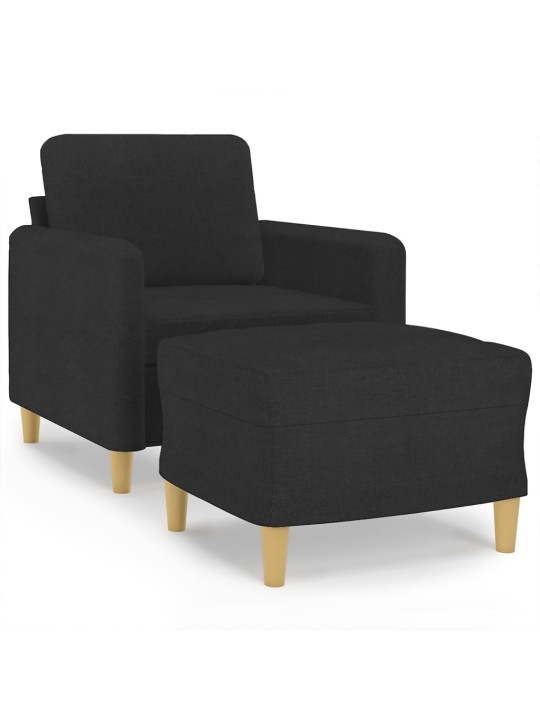 Křeslo s podnožkou černé 60 cm textil