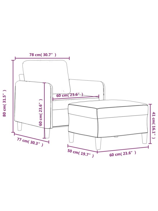 Křeslo s podnožkou taupe 60 cm textil