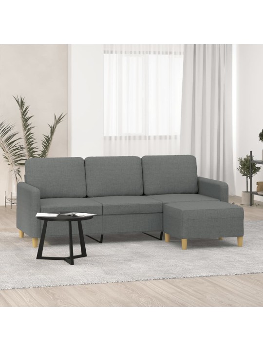 3místná pohovka s podnožkou tmavě šedá 180 cm textil