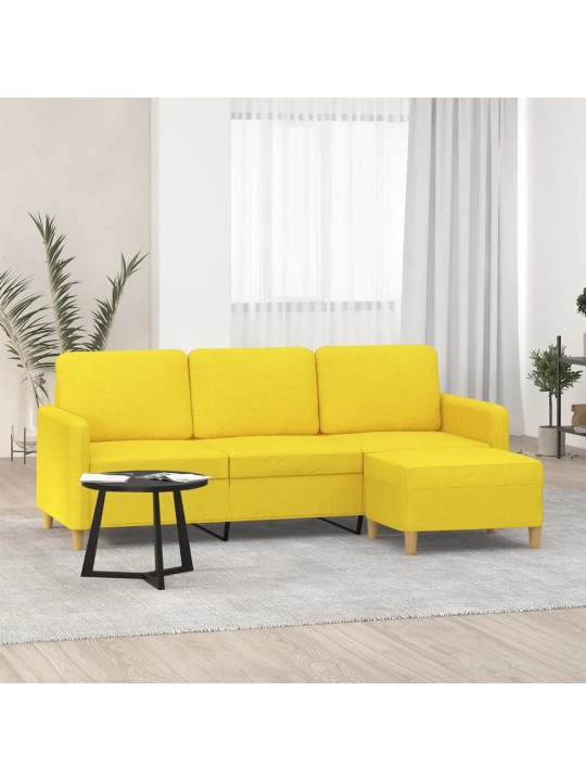 3místná pohovka s podnožkou světle žlutá 180 cm textil