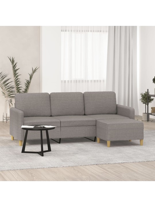 3místná pohovka s podnožkou taupe 180 cm textil